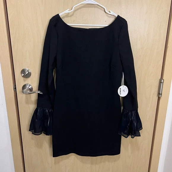 knee length dresses for ladies Staud Hawthorne Bell Sleeve Ivory Trim Mini Dress $345 Size L – DGFOutlet main image 1